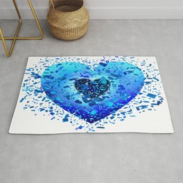  Shattering Ice Blue Heart Rug