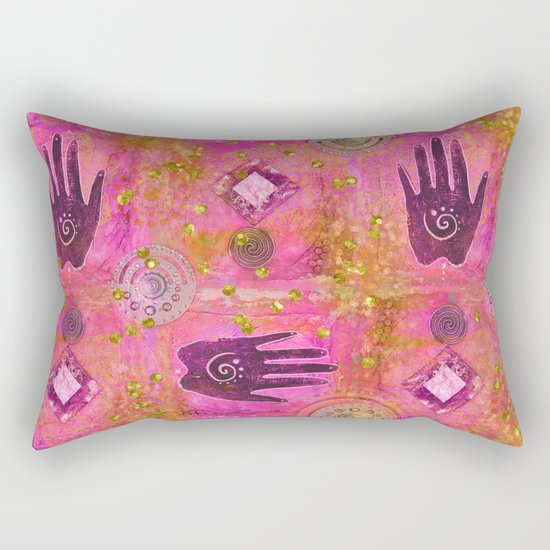Hands ethnic symbol painting Rectangular Pillow