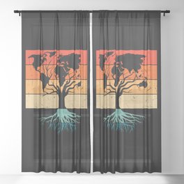 Earth Tree Vintage Nature Sheer Curtain