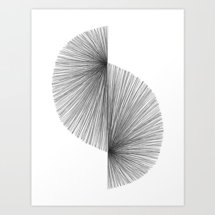 Mid Century Modern Geometric Abstract S Shape Line Drawing Pattern Art Print