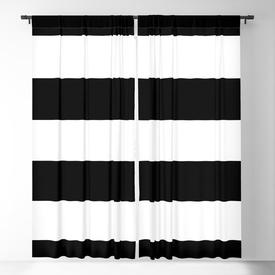 Black And White Large Stripes Blackout Curtain By