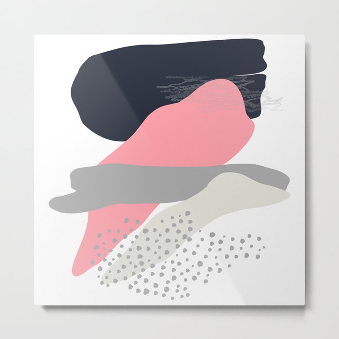 Abstract in Pink & Grey Metal Print