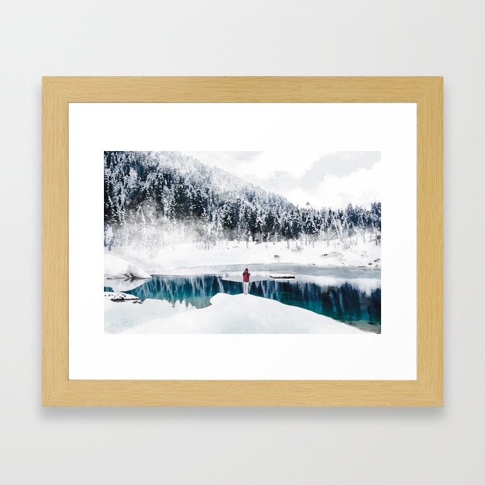snow, mountain and alone Framed Art Print