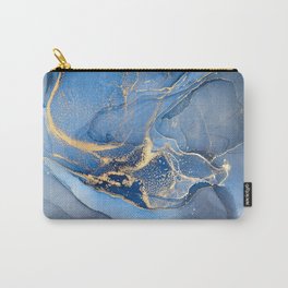 Denim Blue + Slate Abstract Storm Swirl Carry-All Pouch