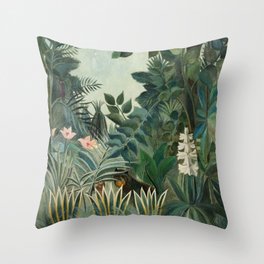 The Equatorial Jungle (1909) by Henri Rousseau. Throw Pillow