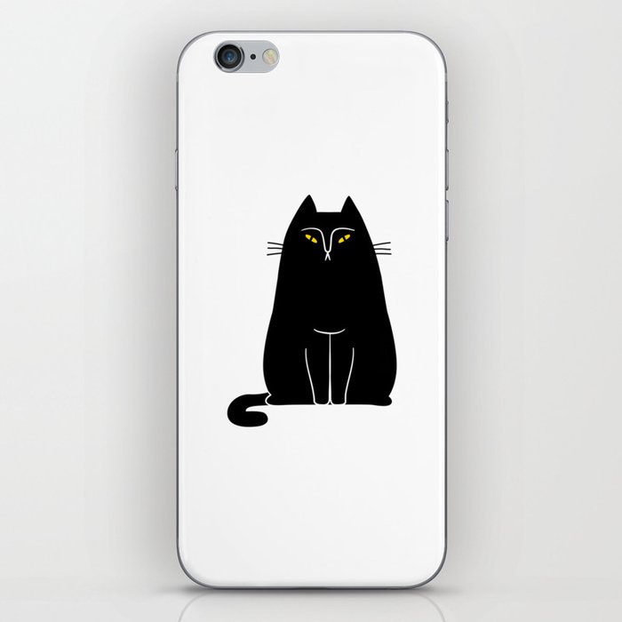 Creepy black cat cartoon animal illustration iPhone Skin