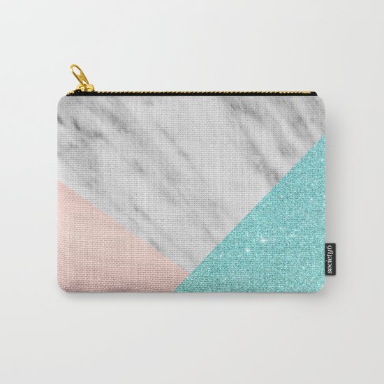 Real Italian Marble with Pink and Blue Carry-All Pouch