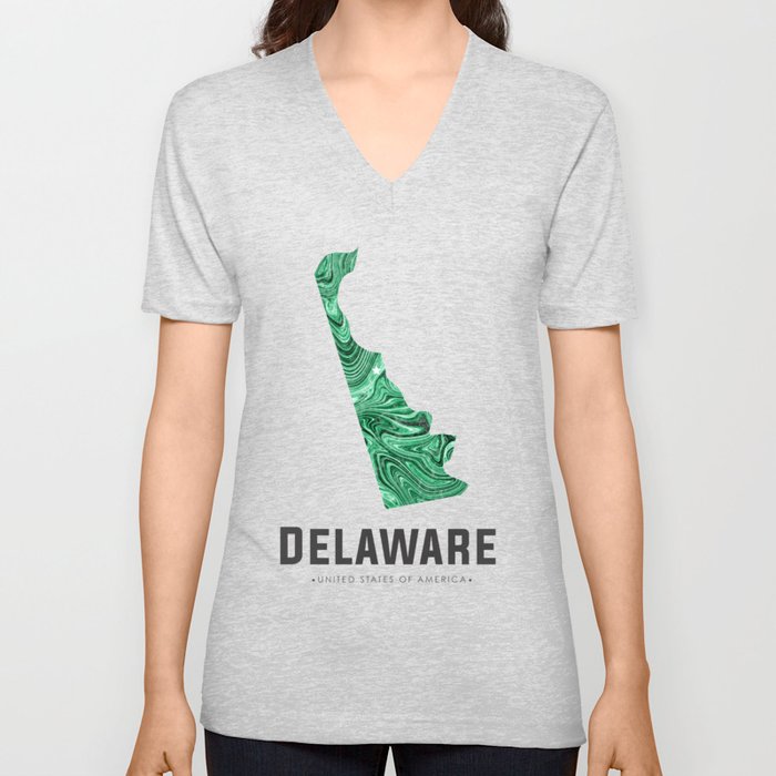 Delaware - State Map Art - Abstract Map - Green V Neck T Shirt