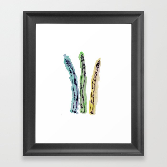 Asparagus Watercolor Print Framed Art Print