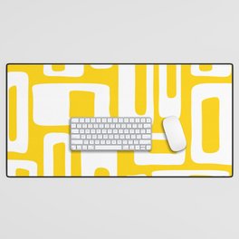 Retro Mid Century Modern Abstract Pattern 335 Yellow Desk Mat