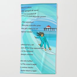 Surfer Girl Inspirational Poem Art Print Beach Towel