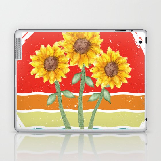 Abstract Flowers On An Interesting Sunset Background Laptop & iPad Skin