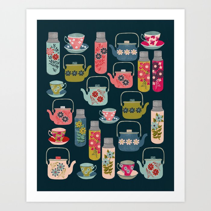 Vintage Thermos - Teacups and Teapots by Andrea Lauren Art Print