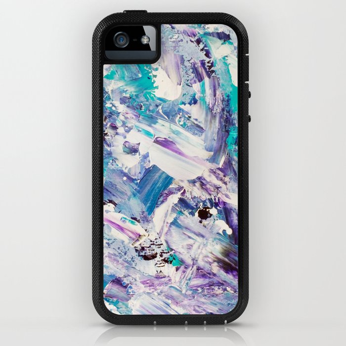 Purple Turquoise Blue Abstract Mermaid Brushstrokes Acrylic