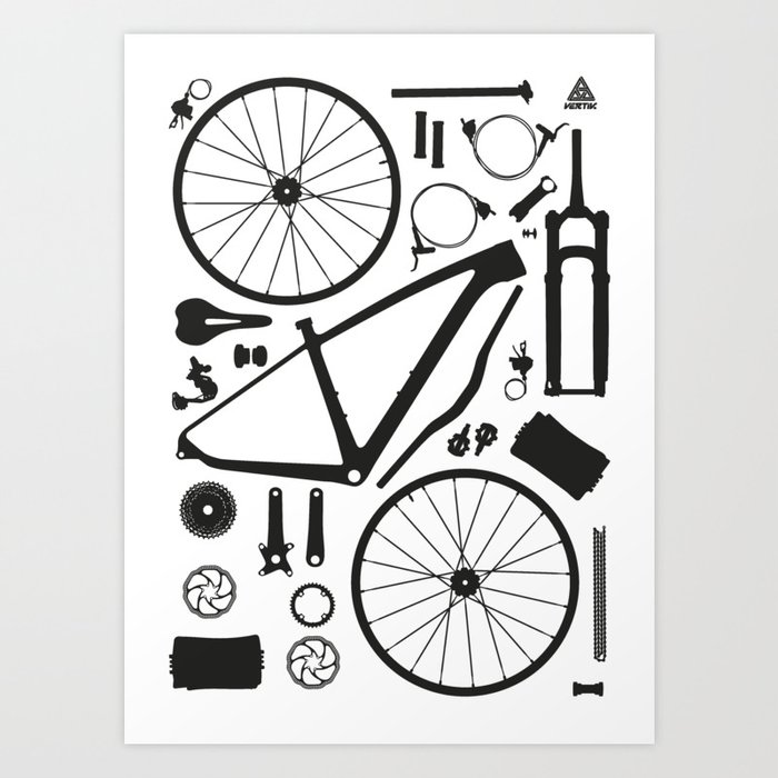 Hardtail Bike Parts Art Print