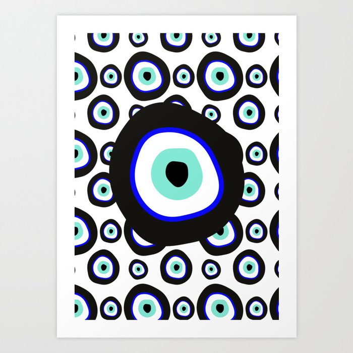 Black Evil Eye Pattern Art Print