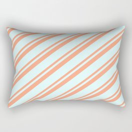 [ Thumbnail: Light Salmon & Light Cyan Colored Striped Pattern Rectangular Pillow ]