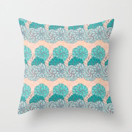 white peach and mint green carnation artsy aesthetic flowers Throw Pillow