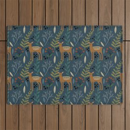 Christmas Deer Woodland Pattern Outdoor Rug