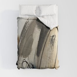 Drift [5]: a neutral abstract mixed media piece in black, white, gray, brown Comforter