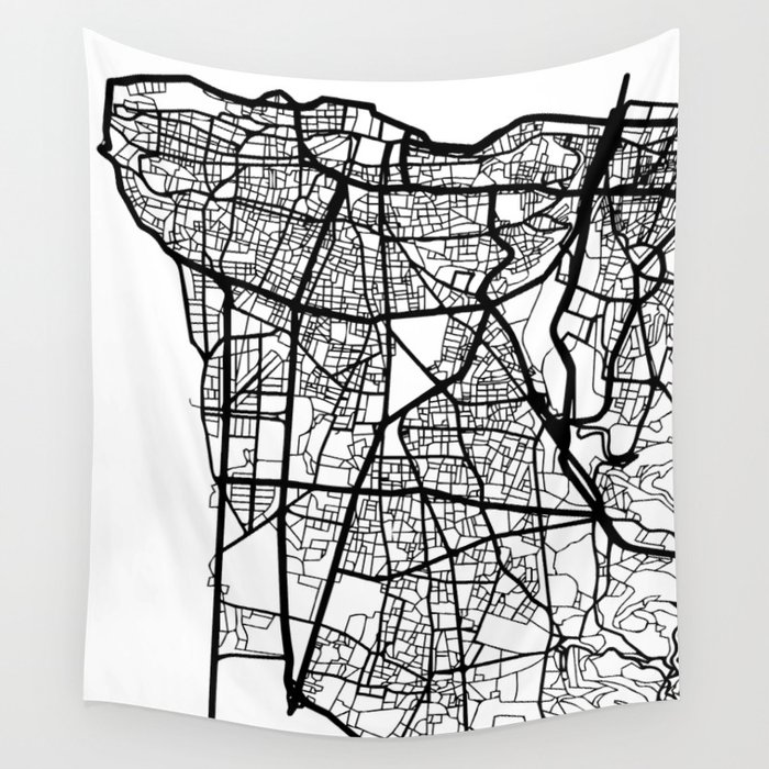 BEIRUT LEBANON BLACK CITY STREET MAP ART Wall Tapestry by deificus Art 