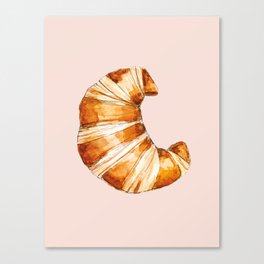 Food Illustration - French croissant - Watercolor Canvas Print