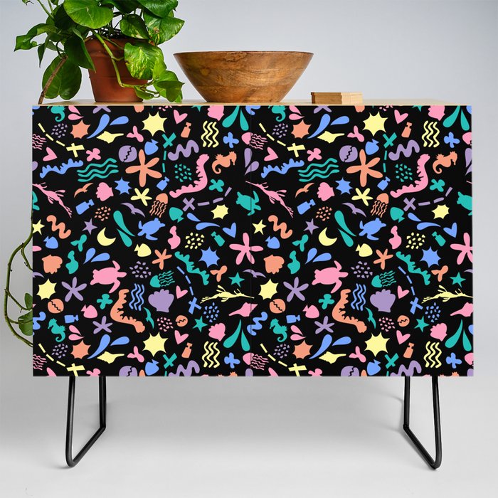 Beachside - Rainbow on Black Credenza