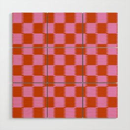 Strawberry Checkerboard Illusion Wood Wall Art