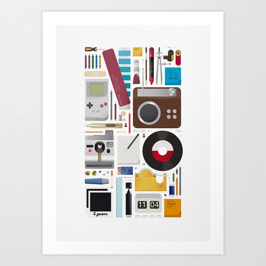 Stuff (white background) Art Print