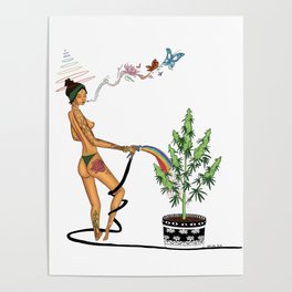 Rainbow Weed Babe - Higher Life Poster