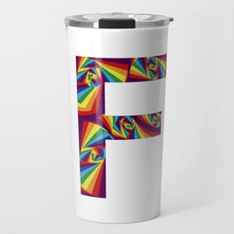  capital letter F with rainbow colors and spiral effect Travel Mug