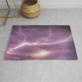 Lightning Strikes in a Purple Sky Area & Throw Rug