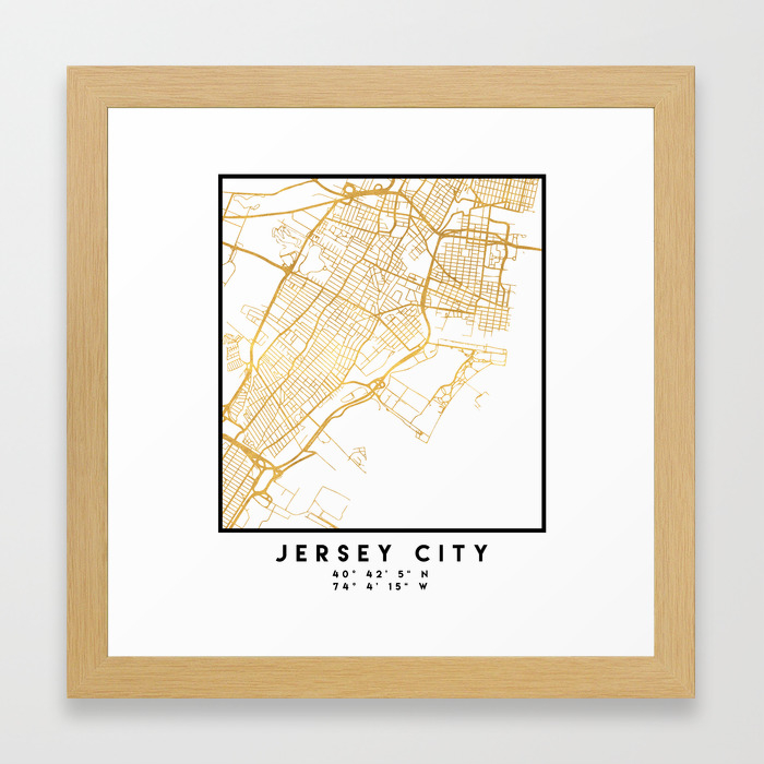 Jersey City New Jersey Street Map Art Framed Art Print By