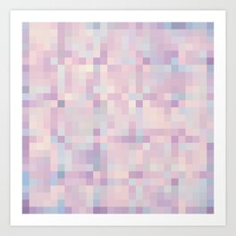 Pink Lavender Blue Gray Pixels Art Print