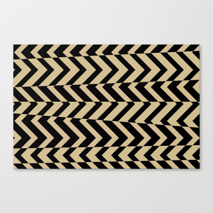 Black and Brown Chevron Horizontal Stripe Pattern Pairs Dulux 2022 Popular Colour Golden Cookie Canvas Print
