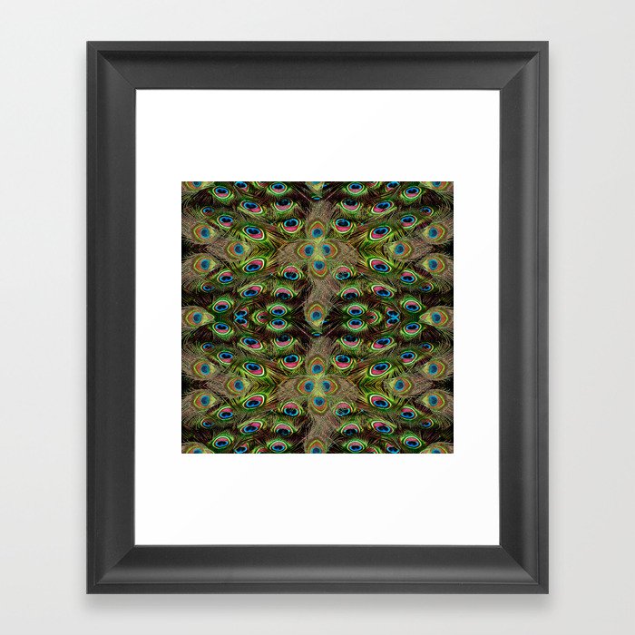 65 MCMLXV Peacock Feathers Pattern Framed Art Print