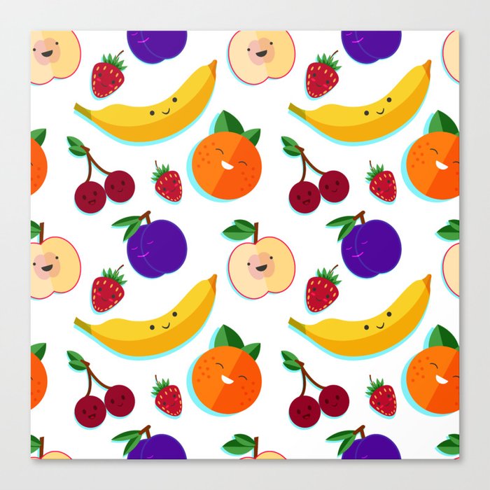 happy fruits and berries Canvas Print