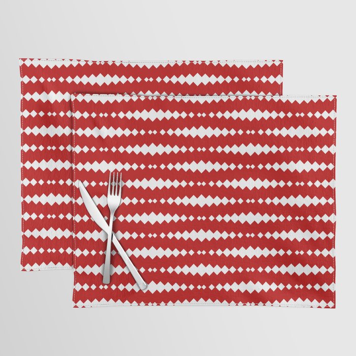 Red and White Geometric Horizontal Striped Pattern Placemat
