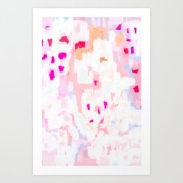Netta - abstract painting pink pastel bright happy modern home office dorm college decor Art Print