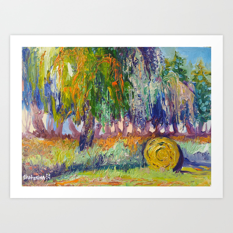 Hay Bale In Cambridge New Zealand Art Print By Ekaterinac Society6