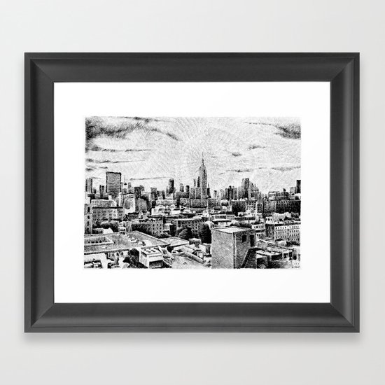 New York City - Fingerprint - Black ink Framed Art Print