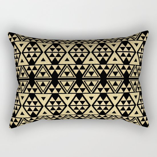 Black and Gold Geometric Pattern 2 Rectangular Pillow