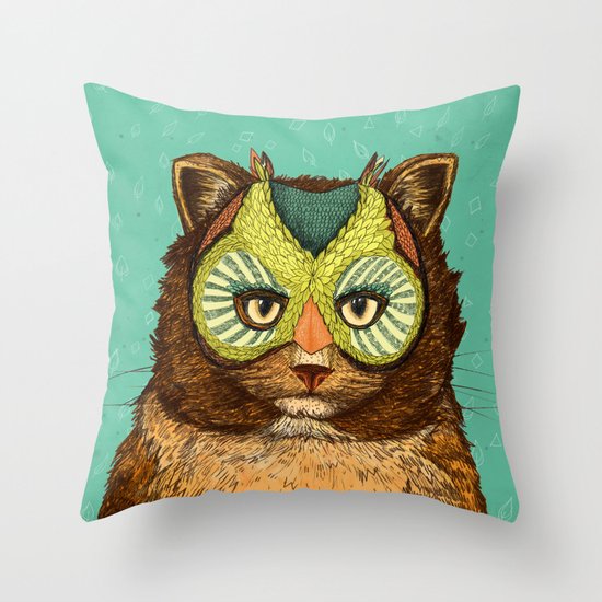 OwlCat Throw Pillow