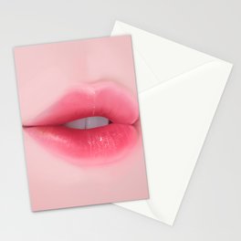 Pink Glossy Lips Stationery Cards