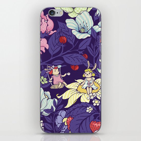 Garden party - blueberry tea version iPhone & iPod Skin