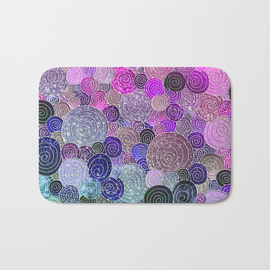 Abstract blue& purple glamour glitter circles and dots for Girls and ladies Bath Mat