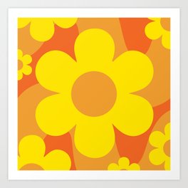 Power Flower on Orange Art Print