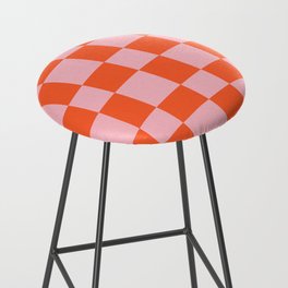 Abstract Checker Pattern 221 Orange and Pink Bar Stool