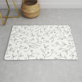 B&W Vines Rug | Floral, Cute, Digital, Fairy, Nature, Graphicdesign, Simple, Pattern, Black And White, Vines 