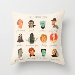 Twelve Horror Heros  Throw Pillow